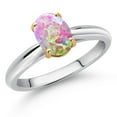 thumbnail image 2 of Gem Stone King 10K White and Yellow Gold Pink Opal Solitaire Engagement Ring for Women (1.05 Cttw, Oval Cabochon 8X6MM, Gemstone October Birthstone, Available in Size 5, 6, 7, 8, 9), 2 of 4