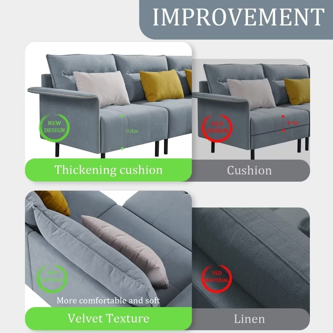 Resenkos 72" Mid-Century Tufted Sofa Couch, Upholstered Wood Base Sofa, Light Grey Resenkos 72" Mid-Century Tufted Sofa Couch, Upholstered Wood Base Sofa, Light Grey