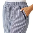 Briggs Women's Linen Blend Pull On Pant (Navy White Stripe, XL