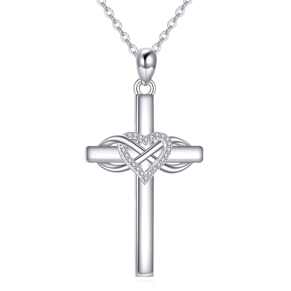 925 Sterling Silver Infinite Love Cross Necklace for Women