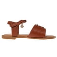 thumbnail image 3 of bebe Girl's Open Toe Comfy Flat Sandals Embossed with Medallion Hardware Detail - Flat Sandals for Toddler/Little Kid/Big Kid, Tan, 13, 3 of 8