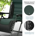 thumbnail image 4 of LammaLoe Padded Zero Gravity Chair set of 2, Oversized, Lounge Chair Outdoor, with Adjustable Headrest and Side Tray, 330 lbs Capacity – Black/Forest Green, 4 of 9