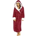 thumbnail image 1 of Guardurnaity Albornoz de manga larga para mujer, pijama con capucha alargado y acogedor, de Color sólido para el hogar, ropa de dormir de otoño e Pijama Rojo L, 1 of 6