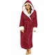 thumbnail image 2 of Sonducket Albornoz de manga larga para mujer, pijamas con capucha alargados suaves, para la ducha del hogar, de Color sólido, ropa de dormir Pijama Rojo SG, 2 of 6
