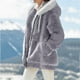 thumbnail image 3 of Gibobby Chamarra Sherpa para mujer, Abrigos de Invierno para Mujer, Chaquetas largas con Capucha de Forro Polar difuso con Bolsillos(Gris,CH), 3 of 5