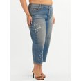 thumbnail image 4 of Jessica Simpson Women's and Women's Plus Cherry Cropped Patchwork Barrel Jeans, 25" Inseam, Sizes 2-24W, 4 of 6