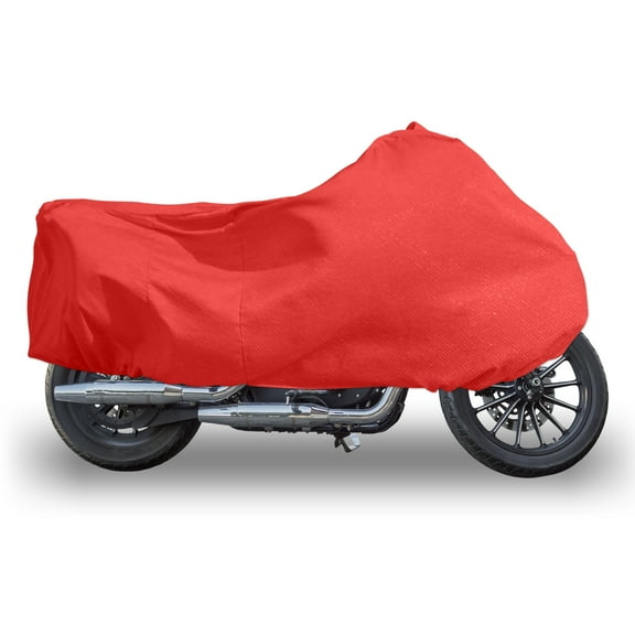 Motorcycle Cover Stretch Elastic Fabric Indoor Dust Dirt Protector Cover Fits 90.94"-102.36" Motorbikes Red XXXXL