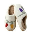 thumbnail image 6 of PacificPlex Womens Smiley Preppy Smile Slippers Retro Cozy Plush (9-10.5, String Lights), 6 of 7