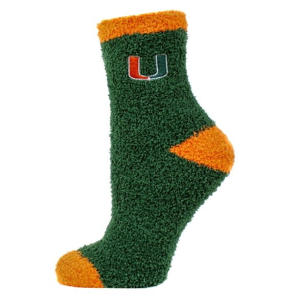 Miami Hurricanes Solid Fuzzy Sock - Donegal Bay - Unisex - One Size - Ankle
