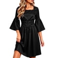 thumbnail image 6 of Brqkzdu Medieval Renaissance Costume Dress Victorian Halloween Gown Bride Mini Dresses Long Flare Sleeve Square Neck Fair Corset Dress for Halloween Party, 6 of 8