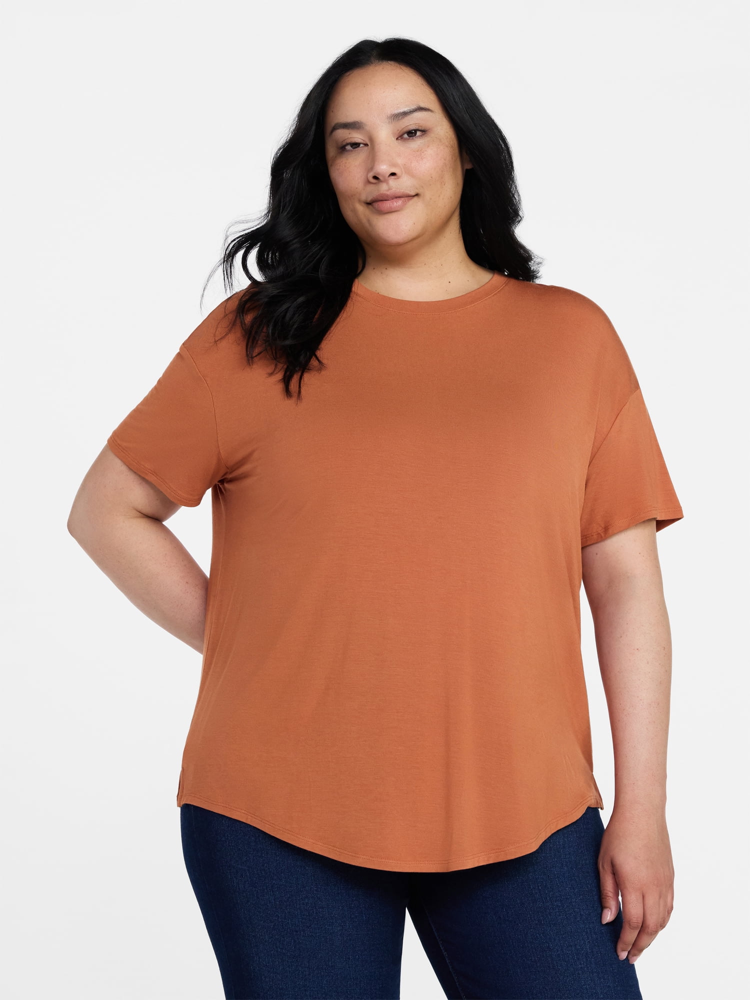 Time and Tru Women's Tunic Tee with Short Sleeves, Sizes XS-XXXL