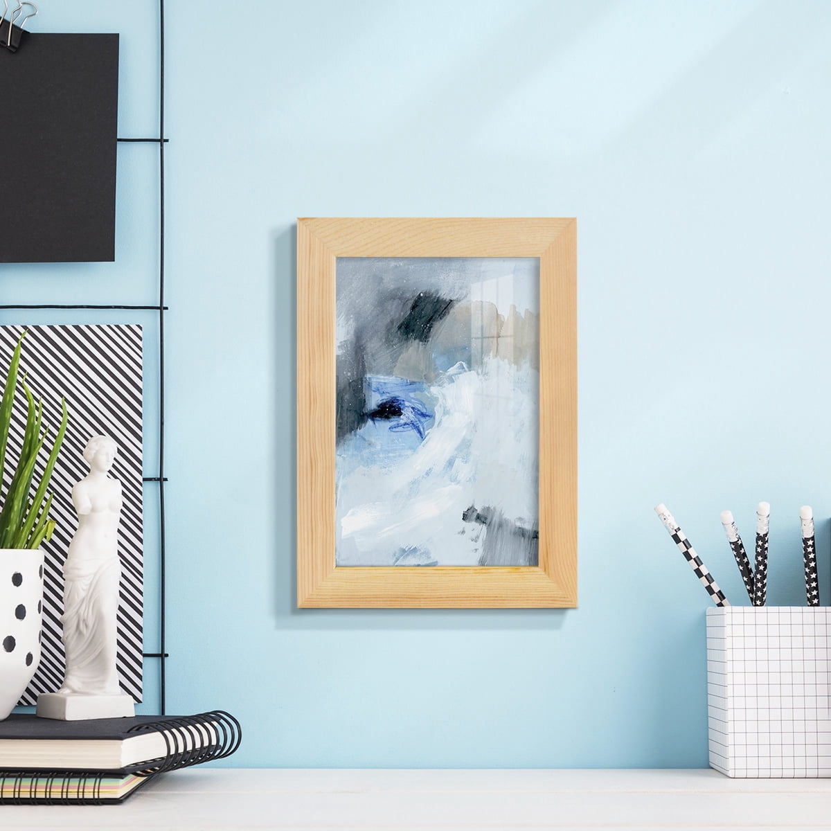 Welle I - Framed Print w/glass - Natural Wood