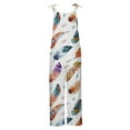 thumbnail image 4 of Dyegold Jumpsuits for Women Casual, Jumpsuit Rompers for Women Feather Print Loose Fashion Comfy Summer Playsuit Overalls Sleeveless ​Square Neck ​Rompers, 4 of 6