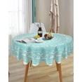 thumbnail image 3 of Round Tablecloth 60 Inch Mandala Flower Table Cloth Oil Spill Proof Waterproof Tablecloth Protector Boho Style Teal Aqua Floral Round Table Cover for Dinner Party Picnic Kitchen Decor Indoor Outdoor, 3 of 5