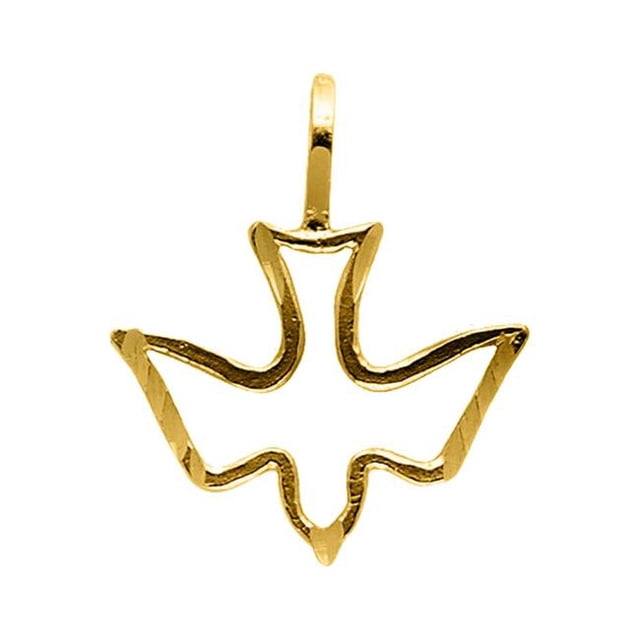 Precious Stars Jewelry 14k Yellow Gold Holy Spirit Dove Pendant