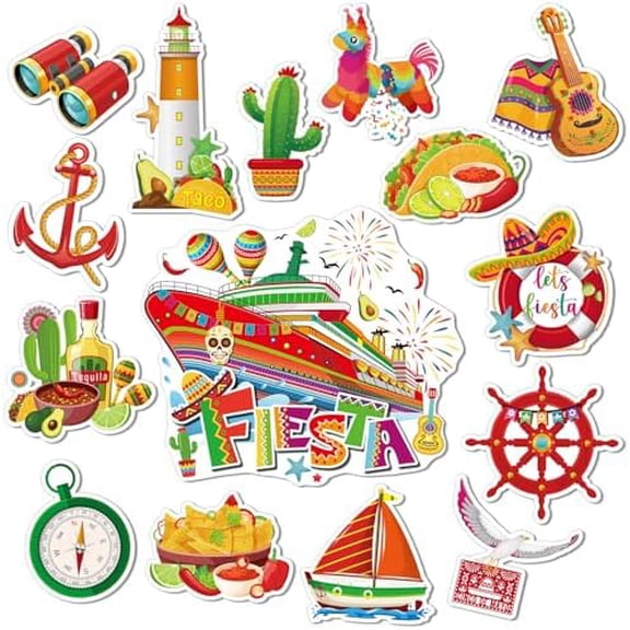 16 Pieces Cruise Door Magnets Decorations Ship Car Refrigerator Magnets Stickers Anchor Cruise Cabin Door Fridge Magnetic Decorations for Cruise Party (Skull)