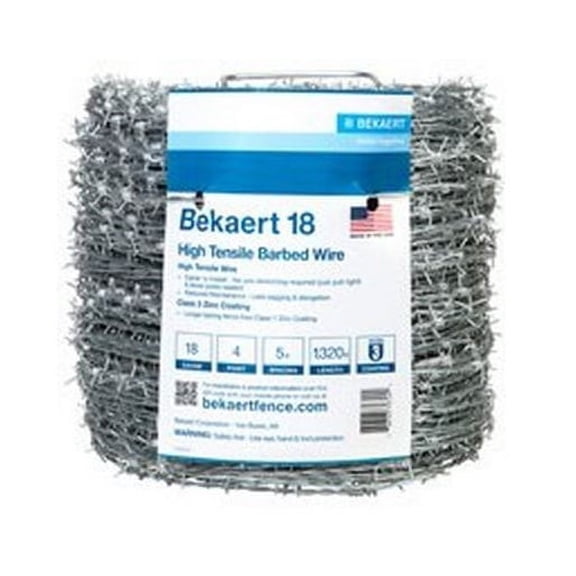 Bekaert 118230/177495 4-Point Barbed Wire, 1320 ft L, 5 ft Barb, Galvanized