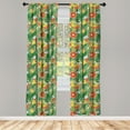 thumbnail image 2 of Ambesonne Orange Pattern Curtains, Summer Citrus Drink, Pair of 28"x95", Jade Green and Scarlet, 2 of 4
