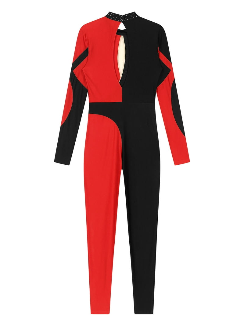 TiaoBug Womens Full Body Gymnastics Leotard Long Sleeve Skating