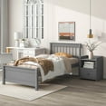thumbnail image 2 of Yoneston Twin Bed Frame with Small Nightstand, Solid Pine Wood Twin Platform Bed Frame Set for Kids Teens Adults, Gray, 2 of 4