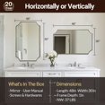 thumbnail image 2 of ANDY STAR 30x48 Inch Brushed Gold Mirror, Unique Rectangle Mirror for Bathroom, Large Scalloped Bathroom Mirror with Rust-Proof Stainless Steel 1" Frame, Hangs Vertically or Horizontally, 2 of 8