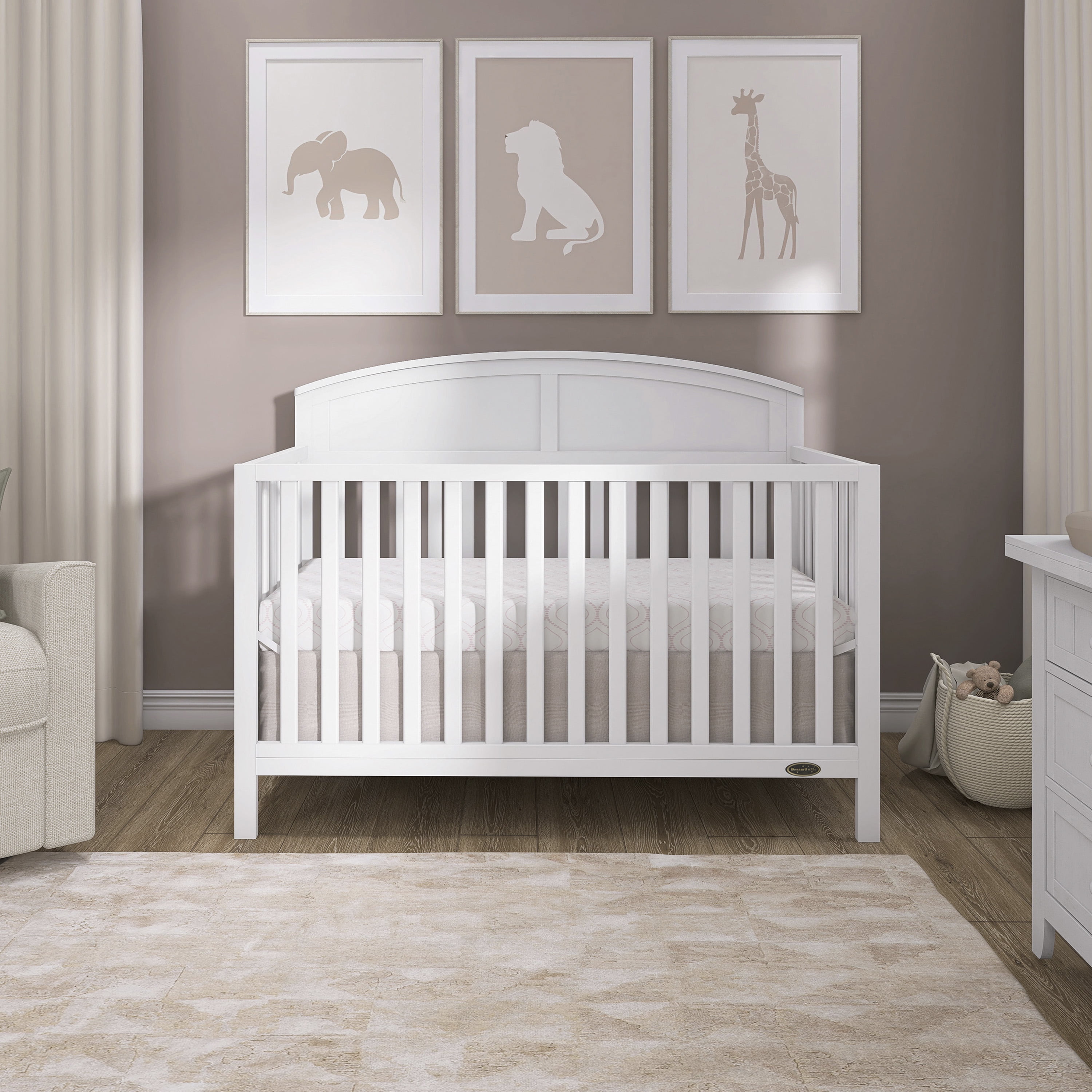 Dream On Me Storybrooke 5 in 1 Convertible Crib, White