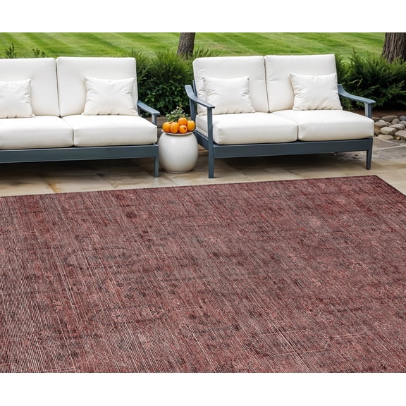 HomeRoots 587079 10 x 14 ft. Southwestern Washable Indoor & Outdoor Rectangle Area Rug, Orange & Copper