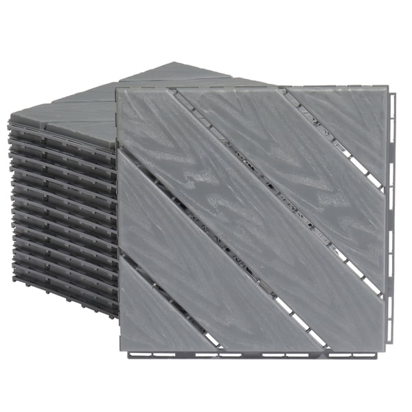 27-Piece Dark Grey Plastic Interlocking Deck Tiles - 11.8"x11.8" Waterproof Flooring for Indoor/Outdoor, Patio, Poolside, Balcony & Backyard