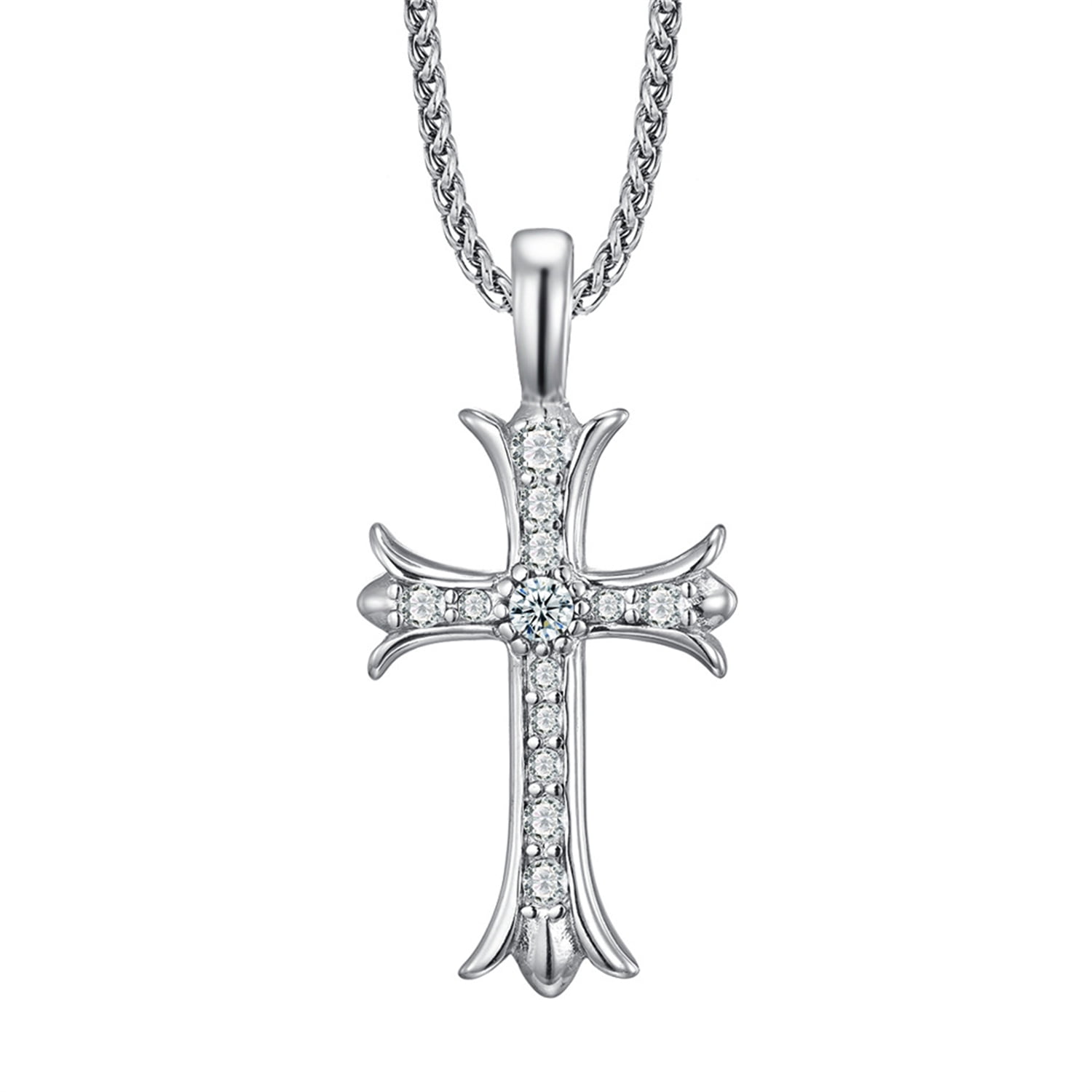 Details about   Fashion Men Titanium Stainless Steel 49 mm Silver Nail Cross Necklace 23.5"