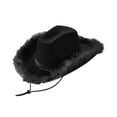 thumbnail image 5 of Sharprepublic Cowboy Hat Fancy Dress Feather Cowgirl Hat for Photo Props Festival Birthday black, 5 of 8