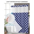 thumbnail image 4 of No Hook Cloth Fabric Shower Curtain with Snap in Liner, Navy Blue Morocco Waterproof Shower Curtains Set with See Through Top Window, Modern Farmhouse Geometric Textured Bath Curtains Shower 36"x78", 4 of 6