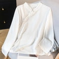 thumbnail image 1 of Xuyuer Embroidered Button-Down Shirt - Women's Long Sleeve Round Neck Casual Top for Garden Party Attire, Spring Brunch Events & Feminine Office-to-Evening Elegance, 1 of 6