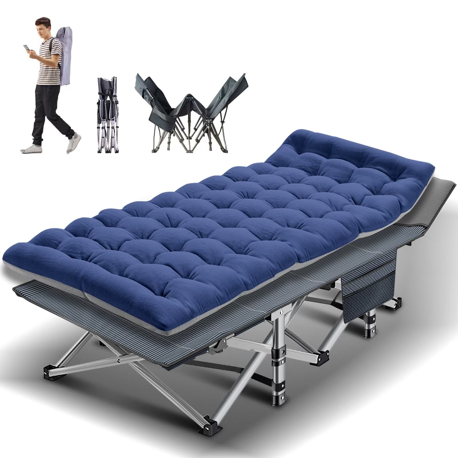 Lilypelle folding cot with mattress,Heavy Duty Sleeping Cots with Carry