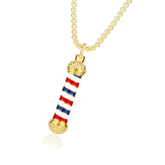 Fogun Fashion Barber Shop Poles Pendant Necklace Accessory for Hairdressers and Hairstylists in Gothic Styled Jewelry