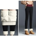 thumbnail image 4 of Nafuu Females Thermal Underwear Pants Winter Keep Warm Solid Color Fashion Casual Long Slim Fit Thickening Stretchy High Waist Leggings Cute Home Thermal Wear, 4 of 7