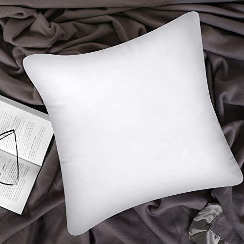 Lux Decor Collection Throw Pillows - 14 x 14 Pillow Insert Set of 4 White  Soft & Comfortable Square Pillows 