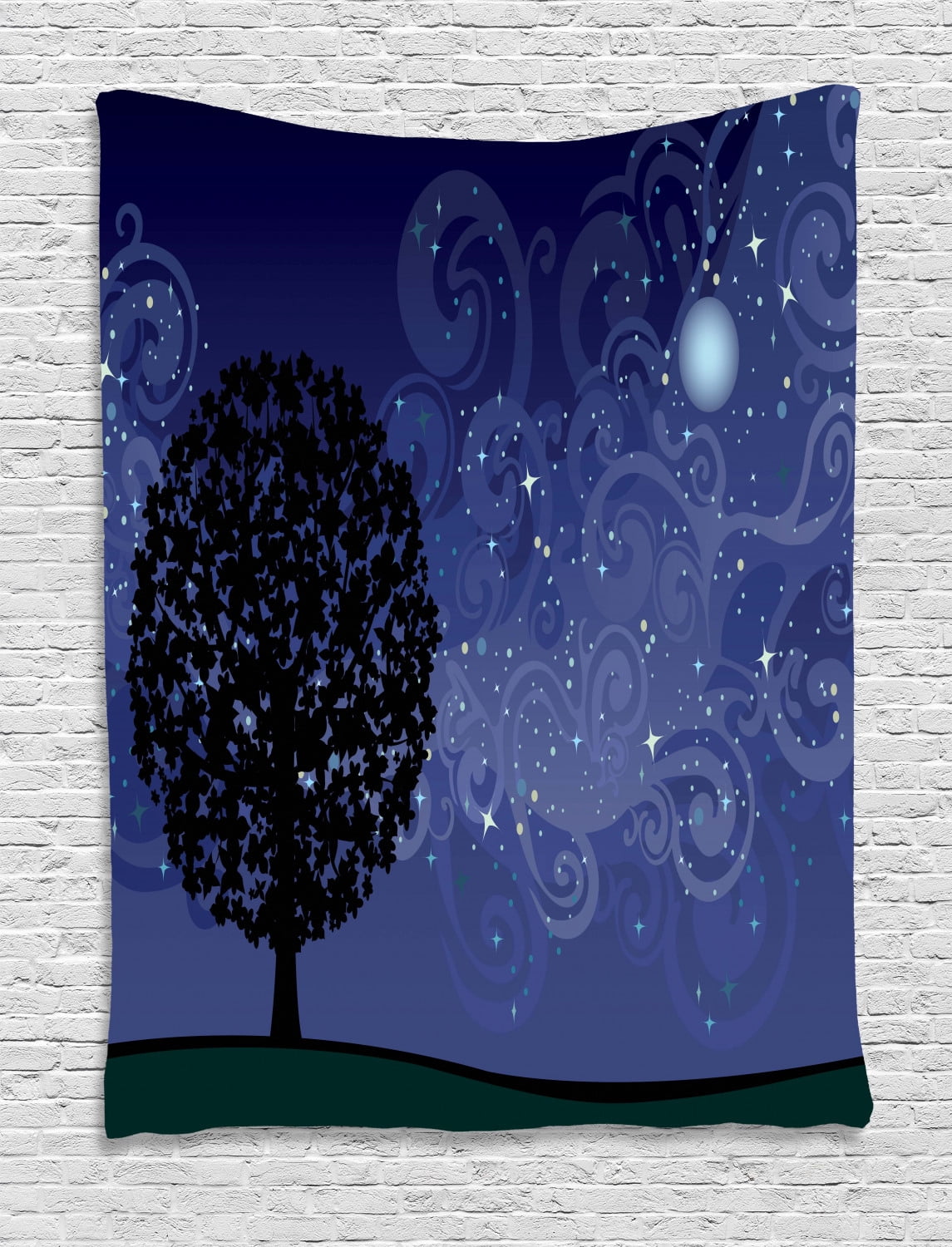 Starry Nebula Fairy Door Wall Sticker - Purple & Blue Tree House Moon Decor (3.9x4.8 In)