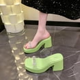 thumbnail image 4 of Summer  New   Sandals Transparent Shoes with Rhinestone Letter Thick High Heel Slippers for Women, 4 of 7