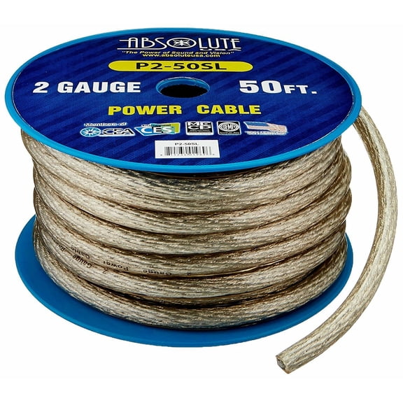Absolute Premium 2 Gauge 50' Primery Marine, Car Audio Battery Power Cable