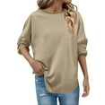 thumbnail image 2 of Lenago Women's Oversized Sweatshirts Solid Color Long Sleeved Pullover Loose Crew Neck Tops Sweatshirt Fall Outfits Winter Clothes, 2 of 7