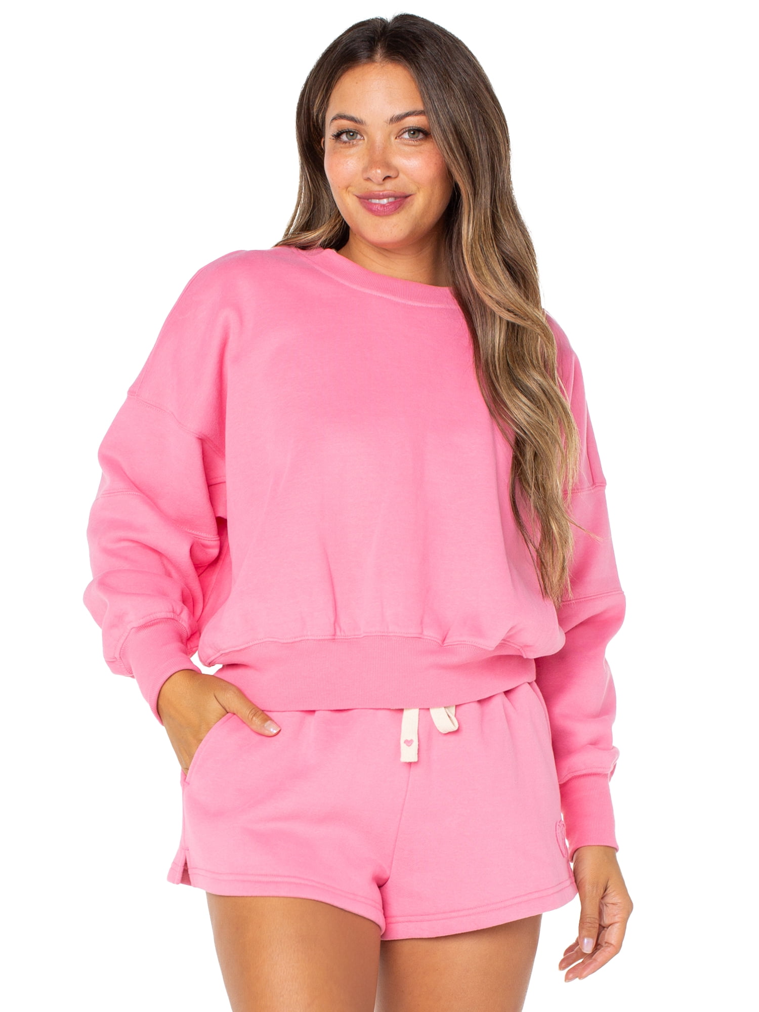 Celebrity Pink Women's Tie Front Fleece Shorts, Sizes XS-4X