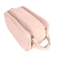 thumbnail image 1 of Bolsa de maquillaje con bolsillos de malla con cremallera, bolsa de cosméticos de cuero PU para base de rubor Rosa Yuyangstore Bolsas de aseo, 1 of 8