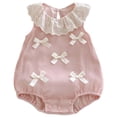 thumbnail image 2 of Newborn Onesies Girl Summer Bow Pattern Sleeveless Romper Baby Girl Romper Pink 0-3 Months, 2 of 8
