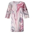 thumbnail image 4 of USSUMA Mini Summer Dresses for Women Casual 3/4 Sleeve Flowy Tshirts Sundresses Trendy Plus Size Marble Print V Neck Sun Dress Female Beach Party Vacation, 4 of 8
