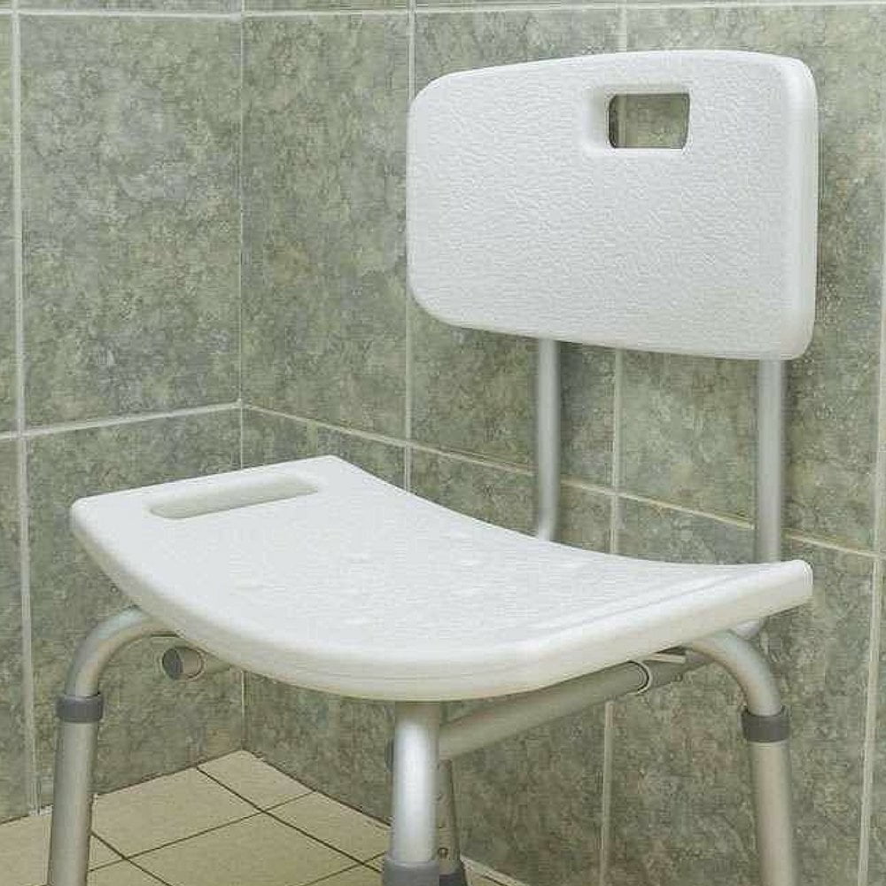 Bath Bench with Back Heavy Duty Adjustable Height, Lightweight Shower Bench with Non-slip Seat, White By Healthline Trading