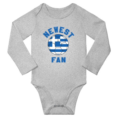 

Newest Greece Soccer Football Fan Baby Long Sleeve Bodysuit Jumpsuits (Gray 12 Months)