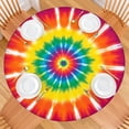 thumbnail image 2 of Rainbow Tie Dye Ray Circle Pattern Round Fitted Tablecloth with Elastic Edge,Dining Table Cover Waterproof,Outdoor Round Tablecloth for Camping,Dining,Indoor and Outdoor, 2 of 7