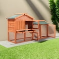 thumbnail image 2 of Pefilos 54" Indoor Rabbit Hutch, Rabbit Cage, Wooden Bunny Cages with Run Hen Coop, Rabbit House Backyard Shelter, Orange, 2 of 12