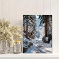 thumbnail image 1 of Snow Evergreen Winter Forest Path Canvas Print, Serene Seasonal Rustic Home Living Room Wall Decor Art, 1 of 7