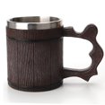 thumbnail image 1 of Taza de cerveza rústica de madera hecha a mano Taza de acero inoxidable de madera ecológica de roble real (450 ml) - Taza de cerveza vikinga de madera - Jarra de cerveza Taza de Halloween re, 1 of 5